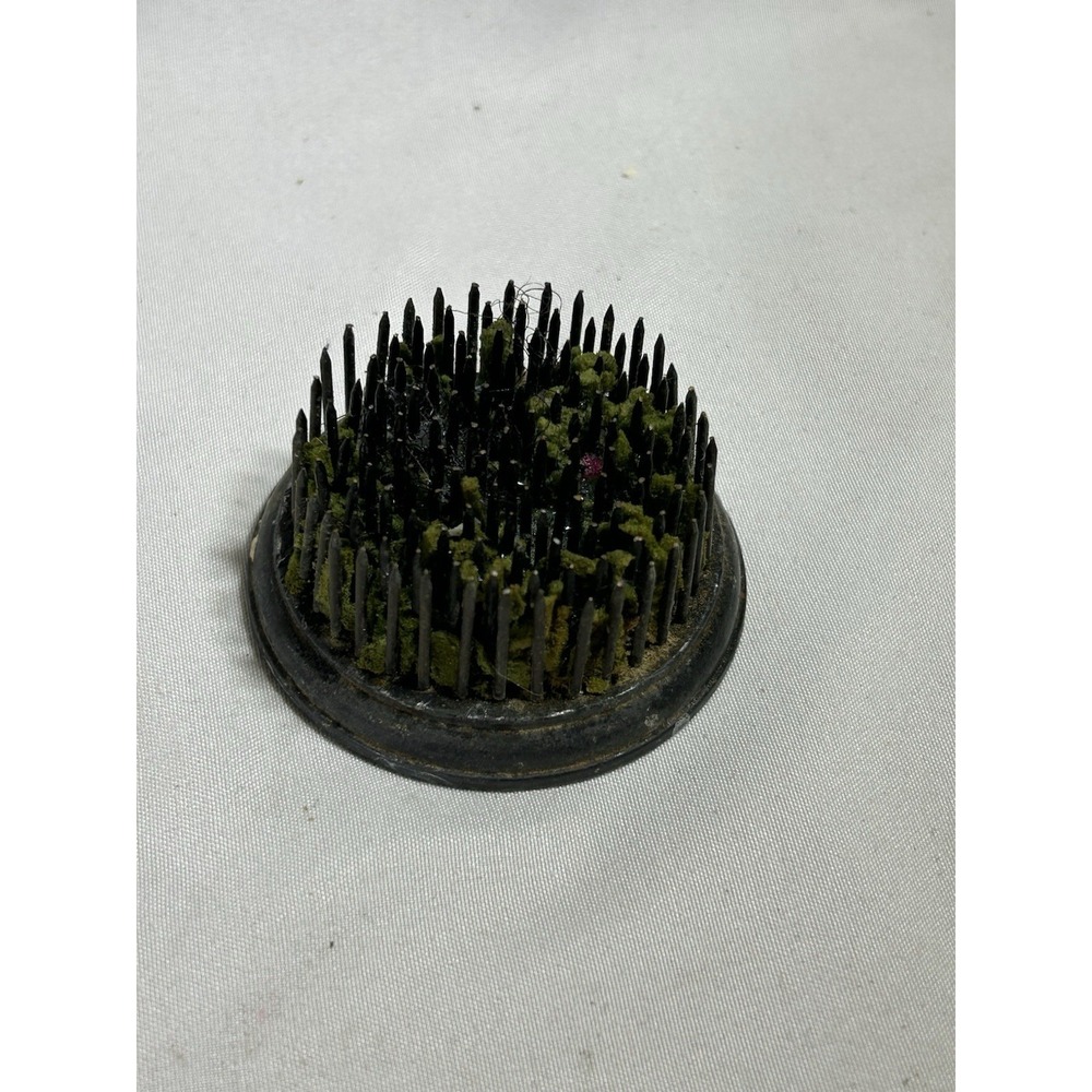 Vintage Round Circle Heavy Metal Spike Flower Frog 2" Collectible Display